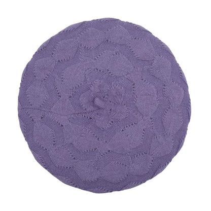 ZLYC Women French Beret Hat Reversible Solid Color Knit Warm Artist Cap - color: Cable Pattern Purple