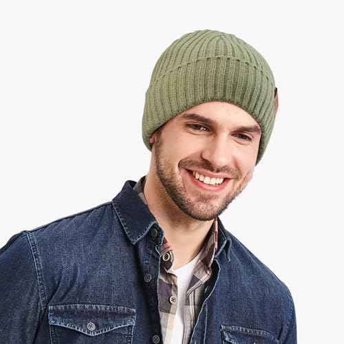 OZERO Winter Beanie for Men Women,Thermal Knit Soft Fleece Lined Hats - color: Green
