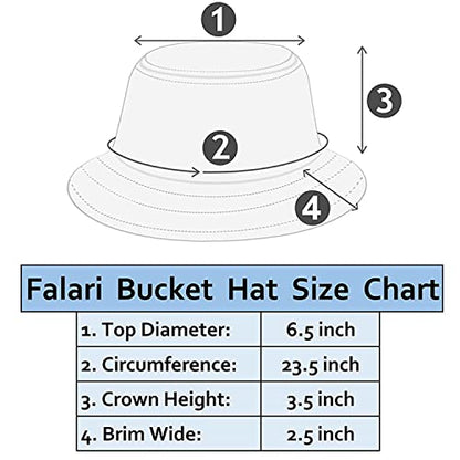 Falari Reversible Bucket Hat for Men Women Summer Travel Beach Outdoor Fishing Hat 100% Cotton - color: J615-navy-anchor