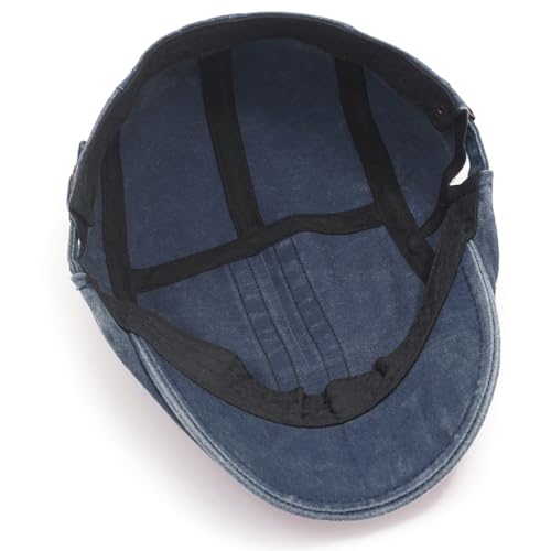 Initlove Mens Newsboy Cap Washed Beret Ivy Hat Flat Hats for Cabbie Driving - color: B Navy