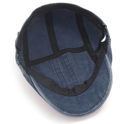 Initlove Mens Newsboy Cap Washed Beret Ivy Hat Flat Hats for Cabbie Driving - color: B Navy