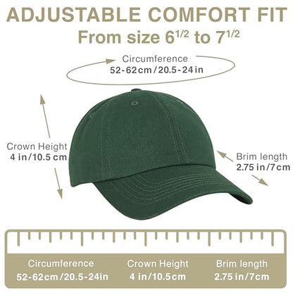 E BY ELIDAN Classic Dad Hat Cotton, Low-Profile Plain Baseball Cap, Adjustable, Breathable and Packable - color: Dark Green