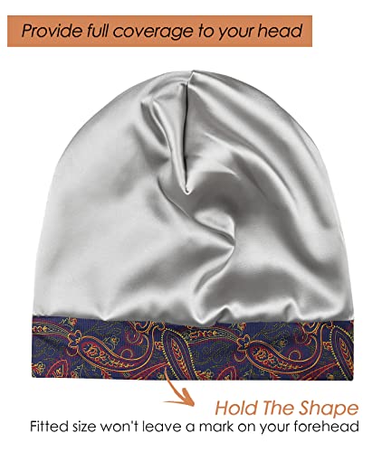 Adjustable Satin Lined Sleep Cap for Dreadlocks Curly Hair Large Head-Stay On Overnight - color: Black Yellow