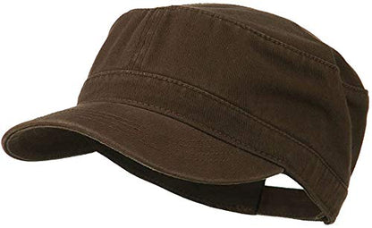 Ashen Fane Superior Garment Washed Cotton Twill Adjustable Army Cap - color: Dark Brown