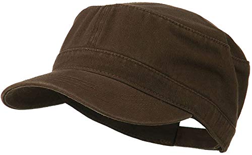 Ashen Fane Superior Garment Washed Cotton Twill Adjustable Army Cap - color: Dark Brown