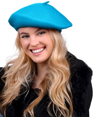 Parquet Solid Color French Beret Hat. Classic French, Casual and Chic Lightweight Cap for Women - color: Turquoise