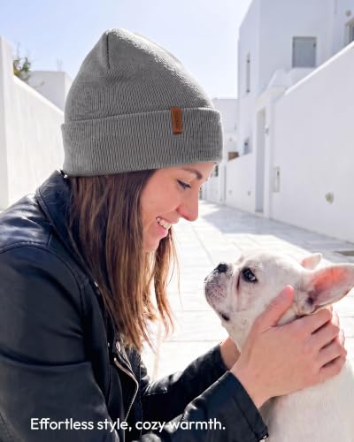 Beanie for Men Women, Winter Double Layer Warm Hat Skull Cap - color: Dark Grey+brown+black