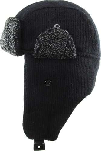 Wool Blend Aviator Trapper hat Trooper Ear Flaps Ushanka Eskimo Russian Warm Winter Cold… - color: Black Plaid Lining