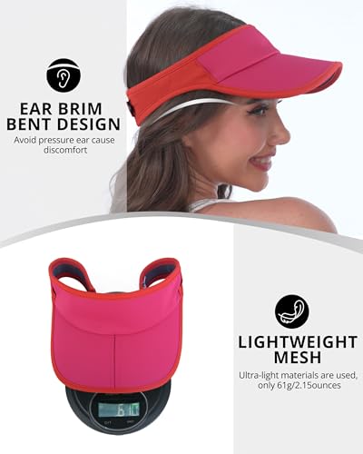GADIEMKENSD Foldable Sun Visor Hat UPF 50+ Lightweight Adjustable - color: Rose Red