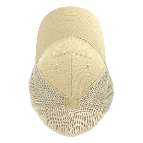 Armycrew Hook and Loop Patch Flex Fitting Tactical Air Mesh Back Cap - color: Stone, size: Small-Medium