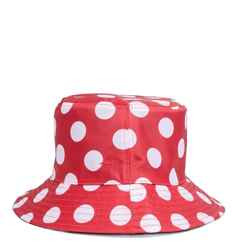Lug Canopy Bucket Hat - color: Crimson Large Dot/Black