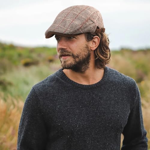 Men's Cotton Newsboy Hats Flat Ivy Gatsby Cap Irish Cabbie Ivy Driving Hunting Hat - color: Checkered Coffee