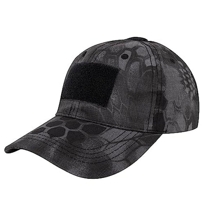 TOPTIE Tactical Baseball Cap with 3 Loop Patch Areas, Adjustable - color: Snake Black Camo