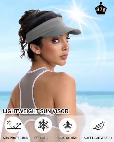 Cooling Stretchy Visor Hat Sports Sun Headband UV Visors Hats - color: Grey