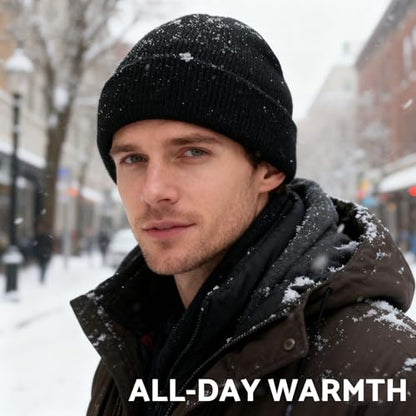 PFFY Beanie for Men Women Unisex Knit Cuffed Winter Thick Lined Beanies Hat - color: Pure Brown