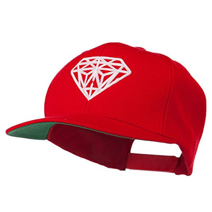 e4Hats.com Pink Diamond Outline Embroidered Snapback Cap - color: Red