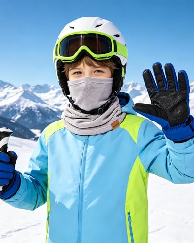 Dymex Kids Neck Warmer Gaiter Winter Fleece Face Neck Cover Balaclava Cold Weather Windproof Face Mask for Boys Girls - color: Grey