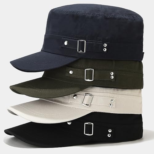 Unisex Army Cadet Cap Military Flat Top Basic Baseball Caps - color: Navy Blue