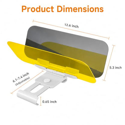 Car Sun Visor Extender, Adjustable Clip-On Glare Shield for Day & Night