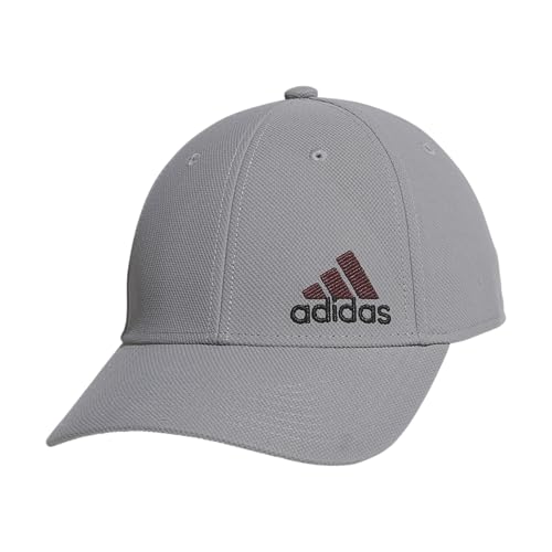 adidas Men's Release 3 Structured Stretch Fit Cap - color: Grey Three/Aurora Ruby Red/Black, size: Large-X-Large