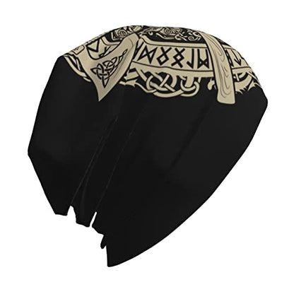 Men Vikings Beanie Caps,Norse Rune Skull Cap Knit Hat Slouchy Cap Autumn Summer Casual Beanies Hat - color: Norse Rune