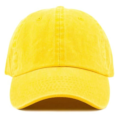 The Hat Depot 100% Cotton Pigment Dyed Low Profile Dad Hat Six Panel Cap - color: 1. Yellow