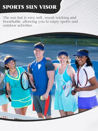12 Pack Sun Visor Hats Softball Adjustable Cap Sun Protection for Women Men - color: Navy Blue