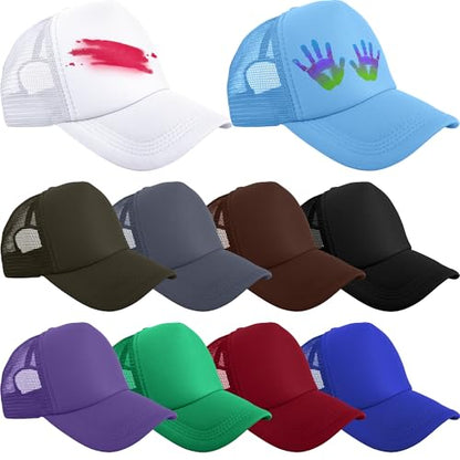 10 Pack Kids Trucker Hats Bulk Blank Mesh Baseball Hats Adjustable Sublimation Caps for Boys Girls DIY Craft - color: Color Style 4