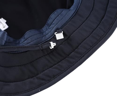 Connectyle Kids Foldable Wide Brim Sun Hat UPF 50+ Sun Protection Bucket Hats Breathable Summer Beach Hat for Boys Girls - color: Navy Blue, size: Medium
