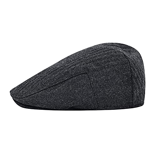 STARANCE Men Wool Blend Newsboy Cap Flat Hat - color: Dark Gray, size: 7 3/4