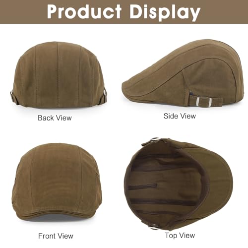 3Pcs Cotton Newsboy Hat for Men Cool Adjustable Flat Cap - color: Black+darkgrey+coffee