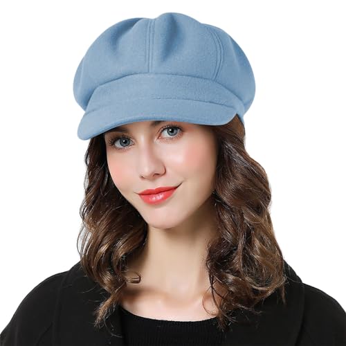 Sumolux Women Beret Newsboy Hat French Cap Classic Winter - color: Denim Blue