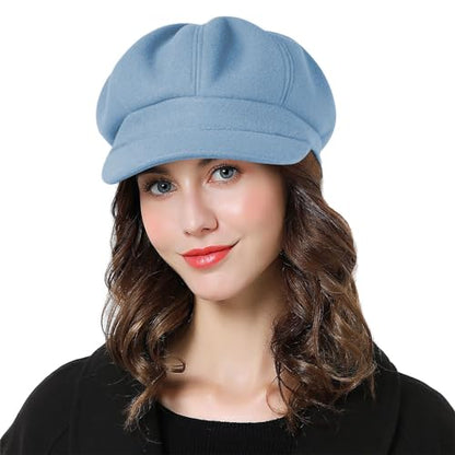 Sumolux Women Beret Newsboy Hat French Cap Classic Winter - color: Denim Blue