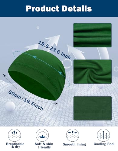 Cotton Skull Caps Lightweight Summer Beanie Hat Thin Sleep Sleeping Hats Chemo Caps Running Helmet Liner - color: Black & Green
