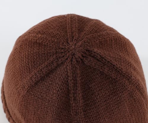 Home Prefer Mens Winter Hat Knit Earflap Hat Stocking Caps with Ears Beanie Hat - color: Walnut