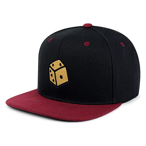 Dice Hip-Hop Snapback Hat Embroidered Baseball Cap Cute Board Game - color: 19. Black/Maroon