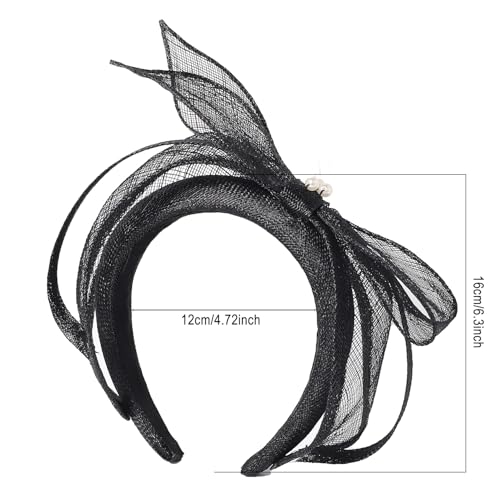 Women's Fascinators Hats Wedding Sinamay Headband Church Cocktail Dresses Headwear Tea Party Hat Accessories - color: A Black