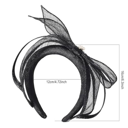 Women's Fascinators Hats Wedding Sinamay Headband Church Cocktail Dresses Headwear Tea Party Hat Accessories - color: A Black