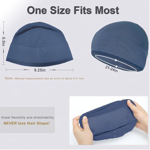 Bamboo Lightweight Skull Cap Beanie Hat for Men Women, Soft and Comfy Sleep Cap Watch Hat - color: Black/Navy