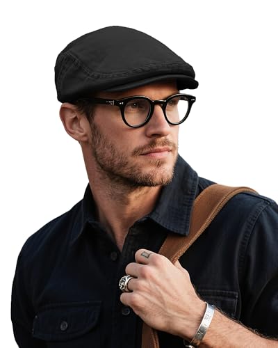 Clakllie Beret Ivy Flat Breathable Boina Caps Cotton Flat Ivy Gatsbay Hat Cotton Twill Newsboy Cap Driving Caps Forward Cap - color: Cdus-nbaf2504-black
