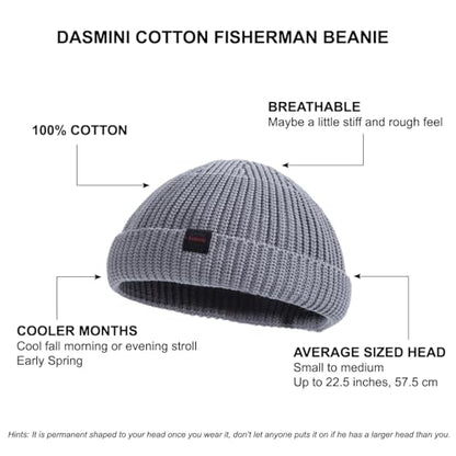 Fisherman Beanie Hats for Men Women,Knit Trawler Skull Cap,Watch Cap,Spring Fall Winter Warm Short Hats - color: (Cotton)-ultimate Gray-m