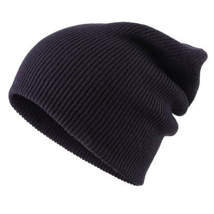 Connectyle Thick Cuffed Beanie for Men & Women Double Layer Knit Winter Hat Acrylic Watch Hat Warm Stocking Skull Cap - color: Navy Blue