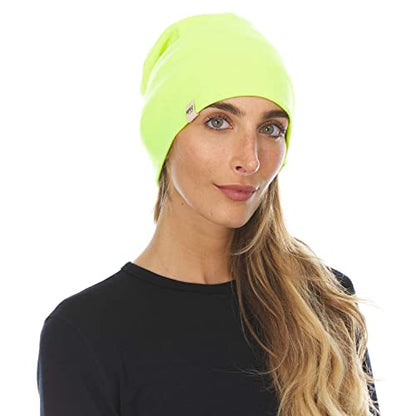 100% Merino Wool Cuff Beanie - Warm Winter Hat - Novelty Beanie - Toque - color: High Visibility