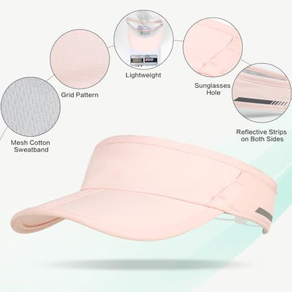Sun Visor Caps Foldable Brim Adjustable Visor Hats for Women Men - color: 2# Pink