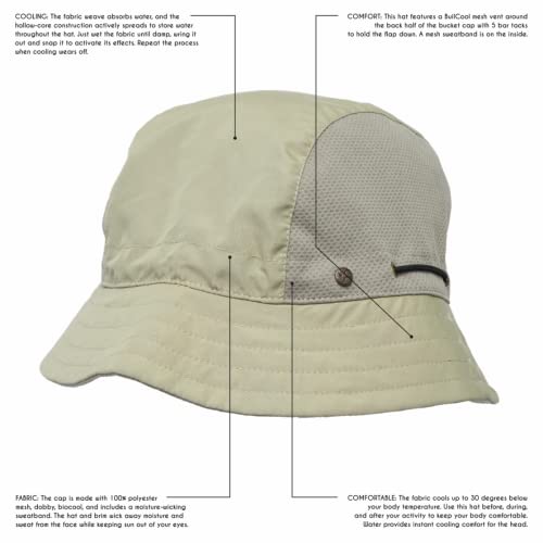 BUILTCOOL Adult Mesh Panel Bucket Cap – Boonie Hat for Fishing, Camping, and Kayaking - color: Khaki, size: Large-X-Large