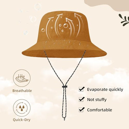 Durio Waterproof Bucket Hats for Woman UPF 50+ Sun Hat - color: Dark Mustard