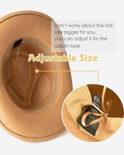 Western Cowboy Hat for Women Wide Brim Cowgirl Hats - color: Heart Camel