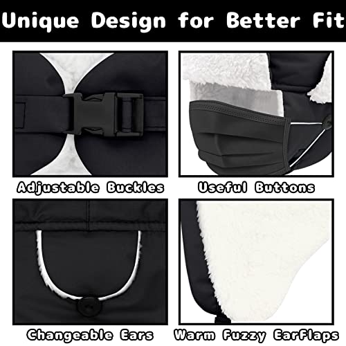 Olreco Toddler Winter Hat Baby Winter Hat Warm Fleece Lined Kids Trapper Hats Toddler Hats for Boys Girls Kid Snow Essentials - color: Waterproof Black, size: 12-24 Months