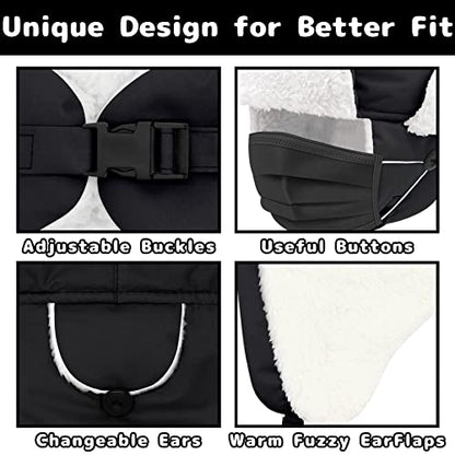 Olreco Toddler Winter Hat Baby Winter Hat Warm Fleece Lined Kids Trapper Hats Toddler Hats for Boys Girls Kid Snow Essentials - color: Waterproof Black, size: 12-24 Months