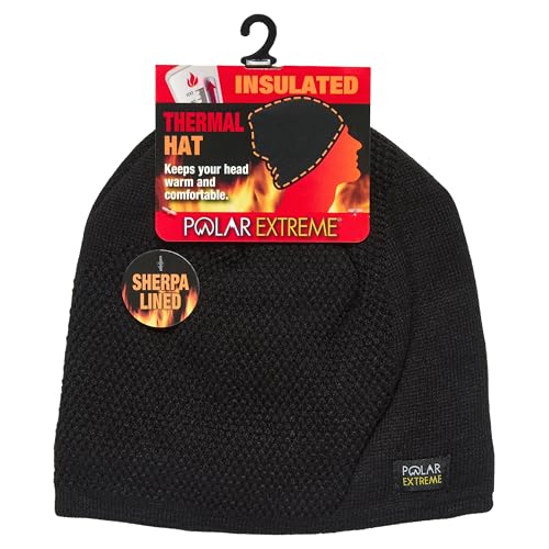 Polar Extreme Men's Sherpa-Lined Knit Winter Hat – Warm, Gift for Dad, Cold Weather - color: Black